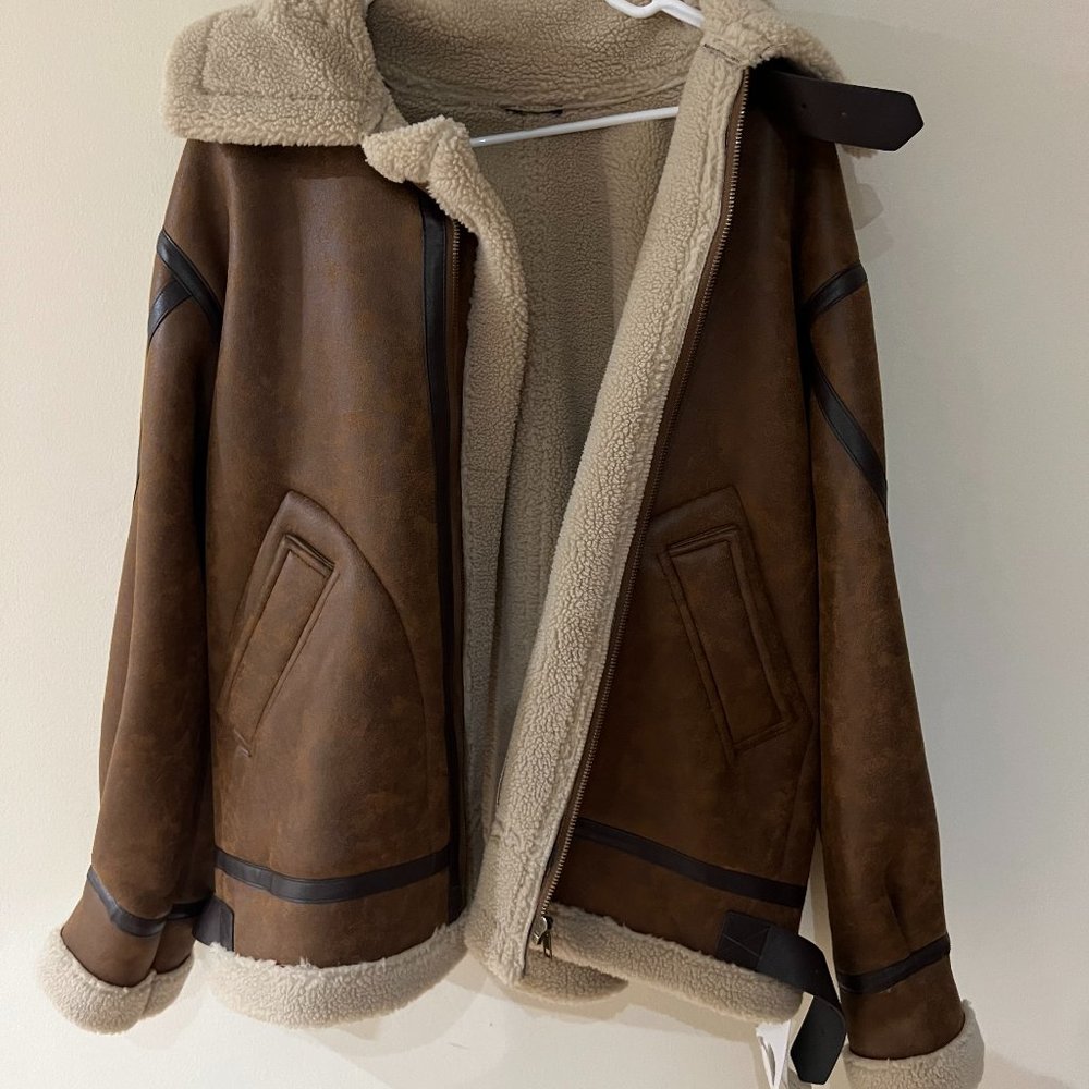 Brown Shearling-Lined Women's Jacket